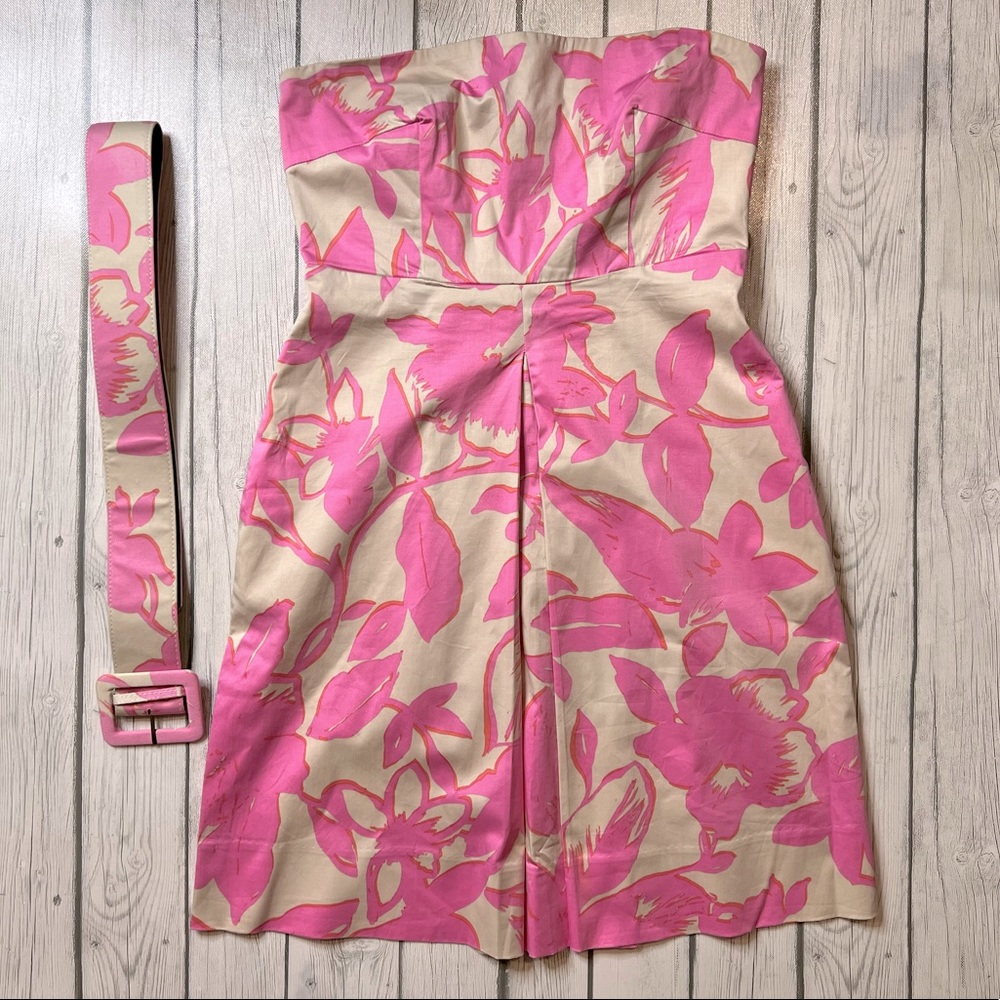 New York and company size 8 medium strapless vacation dress with belt floral